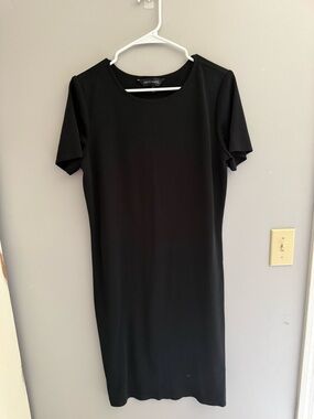 Ming Wang Women’s Black Short Sleeve Sheath Dress SZ L Classic Minimalist Career